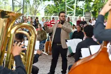 30 músicos de la Banda Sinfónica de la Uniquindío abrieron la programación de fiestas uniquindianas