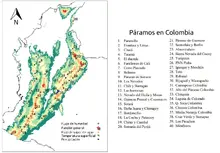 Mapa páramos colombianos